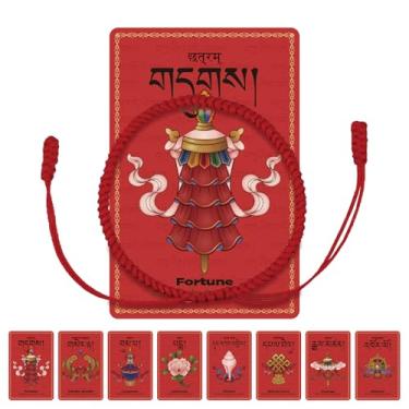 Imagem de Pulseira tibetana Talismã, Monge Tibetano Autêntico Feito à Mão Dorje Nó Pulseiras, Fio Vermelho Proteção, Corda de Boa Sorte, Presente Ideal para Bênção para Família e Amigos (Fortuna, Guarda Tudo)