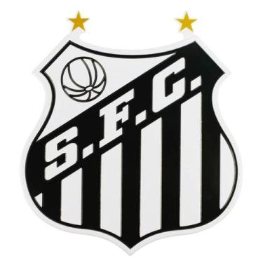 Imagem de Placa Metal Formato Escudo Time Decoração 20.5x17.5cm - Santos - Milen