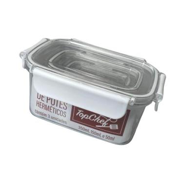 Imagem de Conjunto 3 Potes Herméticos Retangulares  Ideal para Armazenar Aliment