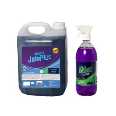 Imagem de Kit Detergente Desincrustante Metasil Jato Plus 5 Litros + Desinfetante Bactericida Desix Floral 1 Litro
