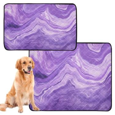 Imagem de CEBUGI Almofadas de xixi laváveis para cães, pacote com 3, almofadas impermeáveis para filhotes de cachorro, antiderrapante, à prova de vazamento, para cama de cercadinho, textura de mármore roxo
