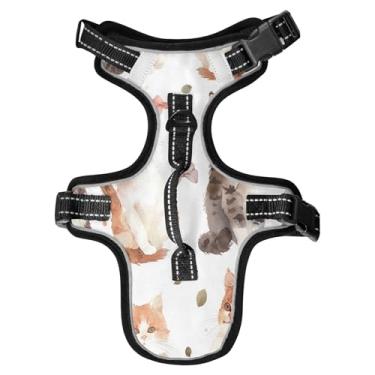 Imagem de STAYTOP Peitoral fofo e travesso para gatos, ajustável, macio, acolchoado, peitoral para animais de estimação, refletivo, sem asfixia, clipe frontal de fácil controle para cães/gatos - P