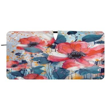 Imagem de CEBUGI Para-brisa de carro dobrável sombra de sol flor desabrochando janela de carro guarda-chuva para-brisa frontal para-sol para acessórios de carro legal bloqueador solar refletivo de carro, P