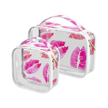 Imagem de xigua Bolsa de maquiagem de batom vermelho para mulheres, bolsa de cosméticos de viagem, bolsa de higiene portátil à prova d'água para viagens, férias, organização de banheiro