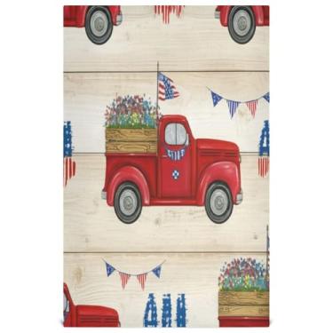 Imagem de Joisal Conjunto de toalhas de chá fofas de caminhão vermelho de desenho vintage panos decorativos panos de banho absorventes de banheiro 45 x 71 cm, 6 pacotes