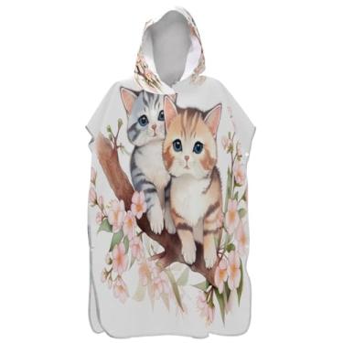 Imagem de Joisal Roupão floral em aquarela para adultos, poncho de surfe, toalha de banho com capuz, plus size, masculino, feminino, poncho com capuz