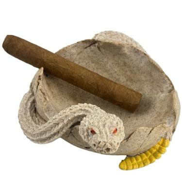 Imagem de Cinzeiro de cascavel, cinzeiro de resina externa de alta estética usado para decoração de escritório em casa, presentes para casa (branco)