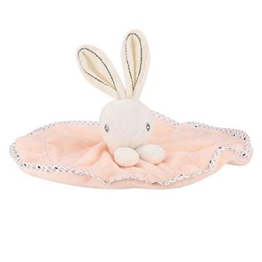 Imagem de Alomejor Toalha Calmante para Bebês, Cobertor para Boneca de Coelho de Veludo, Toalhetes Macios para Pele Sensível, Aderência Confortável e Babador (Rosa)