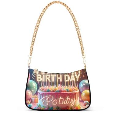 Imagem de Bolsa feminina com pintura Regatta Claude Monet Hobo Party Clutch feminina moderna com corrente sobre ombro, Texto de feliz aniversário