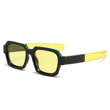 Imagem de Óculos de Sol UV400 - Armação Pequena Bicolor Estilo Punk para Homens e Mulheres, Esportes ao Ar Livre, Corrida e Ciclismo, Amarelo