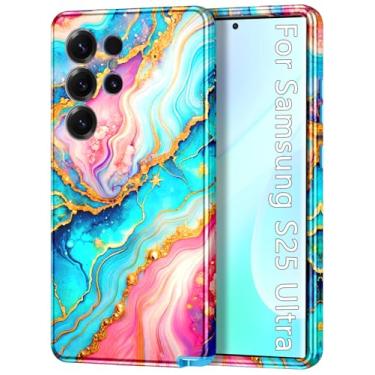 Imagem de Btscase Capa para Samsung Galaxy S25 Ultra, [Teste de Queda de Grau Militar] Design de Padrão de Mármore Slim Robusto À Prova de Choque Mulheres Meninas Homens Capa Protetora Anti-Riscos, Azul Rosa