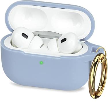 Imagem de Capa compatível com AirPods Pro 3 geração 2025, capa com chaveiro, capa macia Gawnock Skin para AirPods Pro 3, proteção total, LED frontal visível, azul