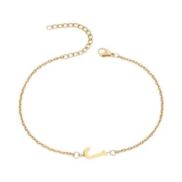 Imagem de Pulseira De Corrente Fina Com Contas Em Forma De Letra Minimalista Uni