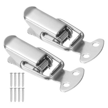 Imagem de PATIKIL 2 peças de trava de aço inoxidável acionada por mola, caixa de ferramentas de 3,5 cm, trava de fixação com parafusos de montagem para caixa de madeira de celeiro de porta de armário