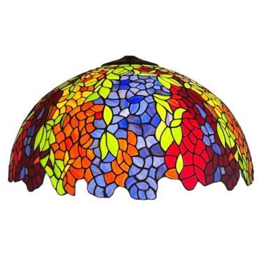 Imagem de Cúpula de Abajur Tiffany de 20 Polegadas (50,8 cm) - Somente para Reposição - Cúpulas de Vidro Colorido Vintage Feitas à Mão com Estampa de Flores - Acessórios para Luminárias de Chão, Mesa
