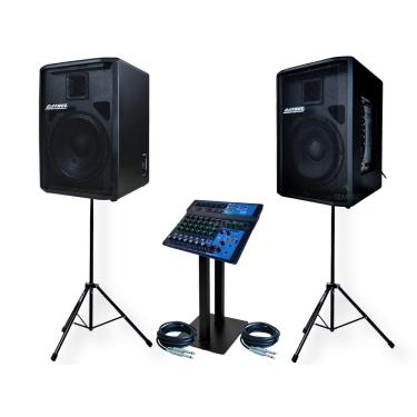 Imagem de KIT CAIXA SOM ATIVA PASSIVA 12" 500W DATREL TRIPÉ MESA BT