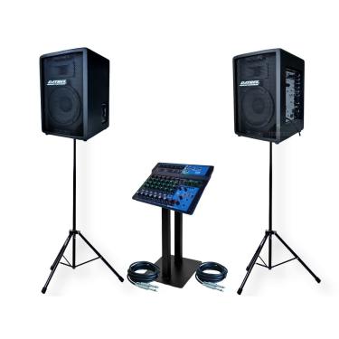 Imagem de KIT CAIXA SOM ATIVA PASSIVA MESA 8" 300W TRIPÉ DATREL PROF