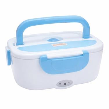 Imagem de Marmita Elétrica Portátil 1,5L com Duas Divisórias Internas Removíveis BiVolt 110V/220V com Aquecimento Rápido e Tampa com Trava Ideal para Casa, Trabalho, Escritório, Caminhão e Carro (Azul)