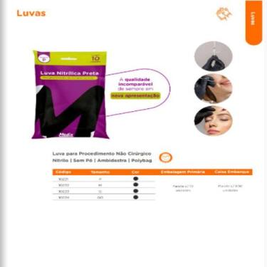Imagem de Luva Nitrilica S/po Preta Polybag C/10  Medix, G