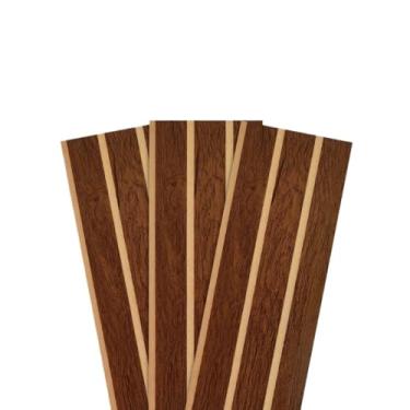 Imagem de Placas Painel Ripado MDF Autocolante 45x11cm – Decoração Moderna Sem Obra(CASTANHO,50 PLACAS)