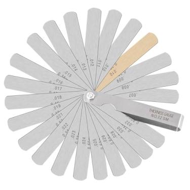 Imagem de Régua de fita de aço inoxidável, ferramenta de medição métrica e imperial de marcação dupla (0,04-0,88 mm, 32 lâminas)
