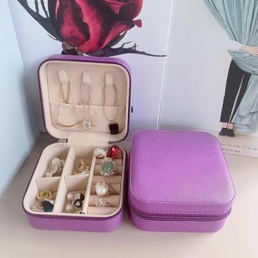 Imagem de Caixa de joias pequena organizador de estojos de viagem, presentes personalizados, acessórios de joias para adolescentes, presente de Natal para mulheres, roxo