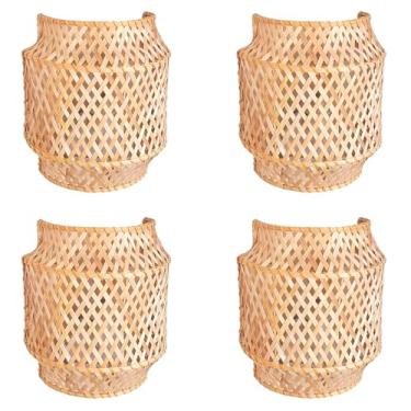 Imagem de 4 Arandela Fibra Natural Bambu Artesanal Boho Quarto Nat90