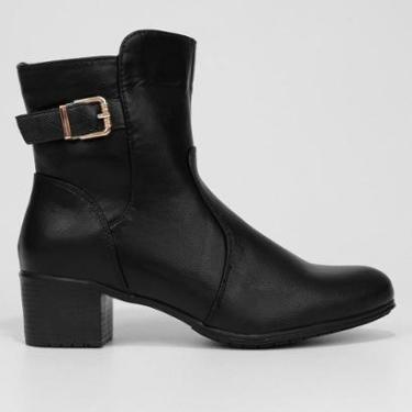 Imagem de Bota Cano Curto Mooncity Salto Bloco Fivela Feminina-Feminino