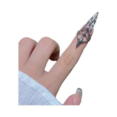 Imagem de Anel De Unha Multicamadas Estilo Gótico Punk Com Design De Osso, Joia 