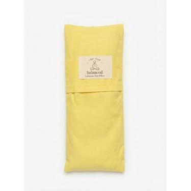 Imagem de Balanced Yoga Stuff BYS Almofada de olho lavanda pesada, tecido de algodão orgânico, cinza e branco, com bolsa de viagem (padrão, amarelo raio de sol)