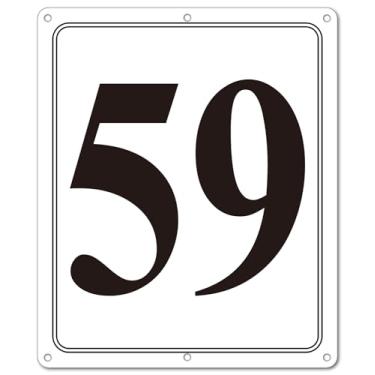 Imagem de i-CowFun Placa numerada de metal premium ao ar livre, refletiva 30,5 cm x 25,4 cm placas numeradas de alumínio grande 59 para estacionamento, quadra de tênis, campo, armazém, corredor, edifício, doca