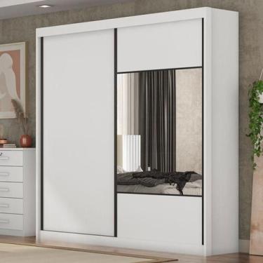Imagem de Guarda Roupa Casal Ambiente Sienna 2 Portas 4 Gavetas Neve com Espelho