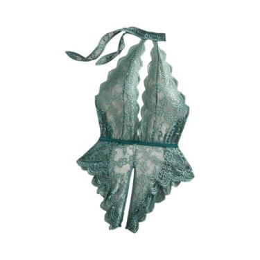 Imagem de Conjunto De Lingerie Transparente Com Decote Profundo, Body Sem Costur