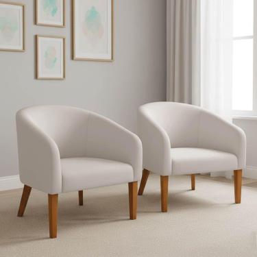 Imagem de Poltrona Sala Decorativa Kit 2 Stella Pé Madeira Trapézio Castanho Veludo Cinza D03 - D'rossi