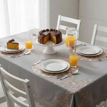 Imagem de Lugar Americano Redondo PVC Mesa Posta 38cm Resistente Ouro Rosa