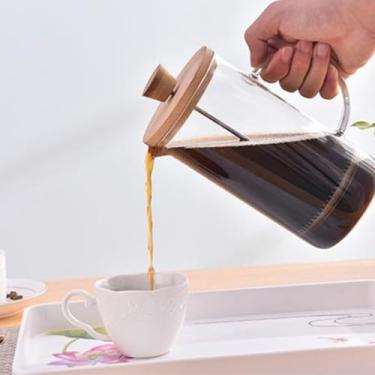 Imagem de Cafeteira Prensa Francesa, Com Bambu, Ecológico, Design Difereciada, Suporta Altas e Baixas Temperaturas, Capacidade 600ml