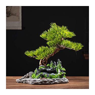 Imagem de Plantas artificiais, árvore de bonsai artificial, decoração de plantas artificiais em vaso, plantas de casa com base artificial vívida para decoração de casa, exibição de mesa, decoração de jardim zen