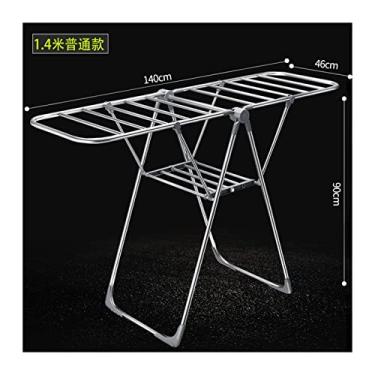 Imagem de 3FLQOOPP Cabide de roupas de aço inoxidável super rolamento sólido durável piso dobrável varanda interior varanda escorredor (cor: cinza escuro, tamanho: médio)