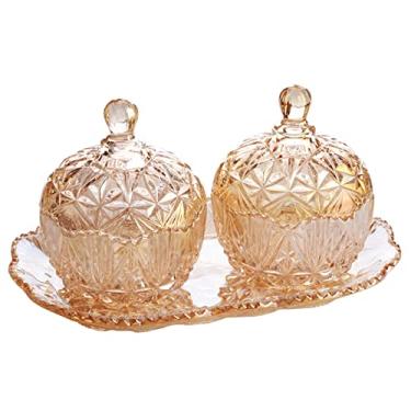 Imagem de Tigela de vidro para biscoito com tampa, pote de cristal para doces, açucareiro, buffet, recipiente de armazenamento de doces, caixa de doces para festas, pote de açúcar