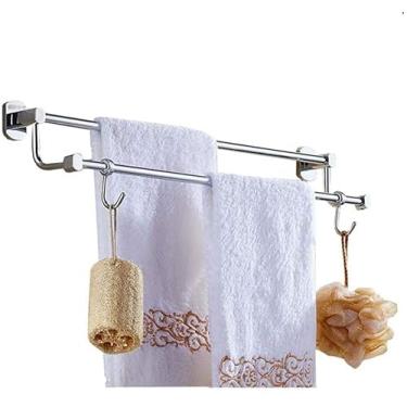 Imagem de Toalheiros de bronze, toalheiro de banheiro, toalheiro de pano de pano, suporte de toalha duplo montado na parede para banheiro / prata/30 cm