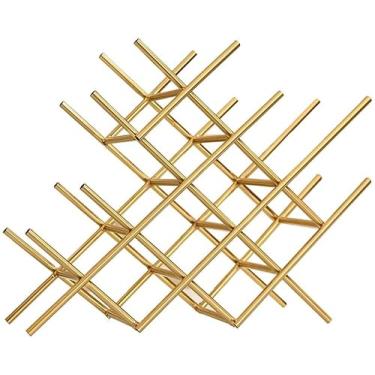 Imagem de HHHJQFAAT Prateleiras de vinho, prateleiras de vinho criativas, prateleiras, armários de vinho para sala de estar, decorações de mesa para casa, decorações simples X/dourado/49 x 35 x 15 cm (dourado
