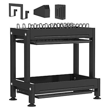 Imagem de Prateleiras de cozinha de armazenamento de classificação de grande capacidade dupla/três camadas com rack de tábua de corte/rack de faca/barril de pauzinhos escorredor de utensílios multifuncionais