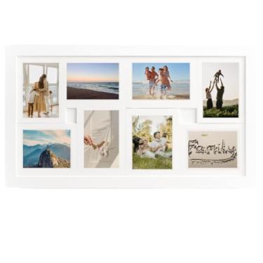 Imagem de Quadro Multifotos 10x15 Painel Pop 8 Fotos Parede Moldura com Vidro Porta Retrato Para Sala Premium IMPORT&SHOP (Branco)