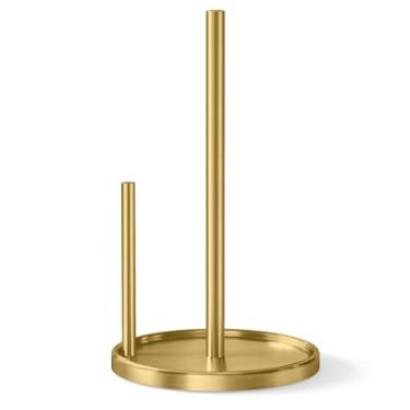 Imagem de Jesginboo Suporte de toalha de papel, suporte de papel de cozinha dourado, suporte de rolo de papel com base ponderada