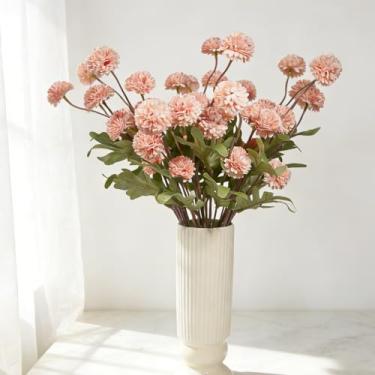 Imagem de EQUSPUR 10 peças de flores rosas artificiais para mães de pompom, mini crisântemo de mães falsas a granel com hastes, arranjos florais para buquê faça você mesmo, decoração de mesa de casamento em