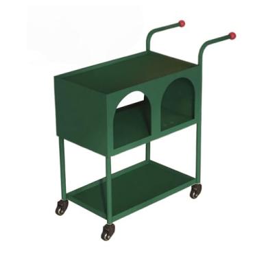 Imagem de Mesa de centro moderna minimalista sala de estar rack de armazenamento móvel retro com rodas sofá mesa lateral carrinho mesa lateral (verde)