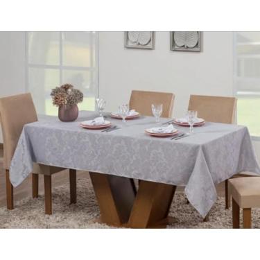Imagem de Toalha de Mesa Grande Tecido Premium Jacquard Texturizado - Resistente, Opções para 4/6/8/12 Lugares, Elegante para Casa e Eventos (6 LUGARES 2.2 x 1.4,CINZA)