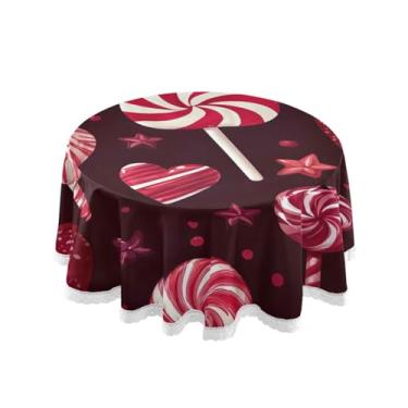 Imagem de Qilmy Toalha de mesa redonda de palmeira de treliça verde, 152 cm, resistente à água, à prova de derramamento, capa de mesa grande para jantar de reunião de família em ambientes internos e externos