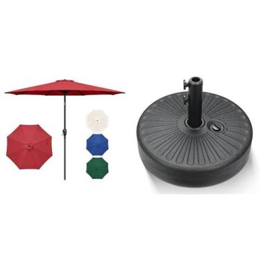 Imagem de Guarda-chuva de pátio iPower 9 pés com 22,68 kg de capacidade base ver