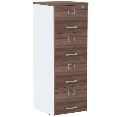 Imagem de Armário De Arquivo Oficio Pe25 Pandin 45,70 Cm (Largura) Em Mdp Walnut E Branco 4 Gavetas